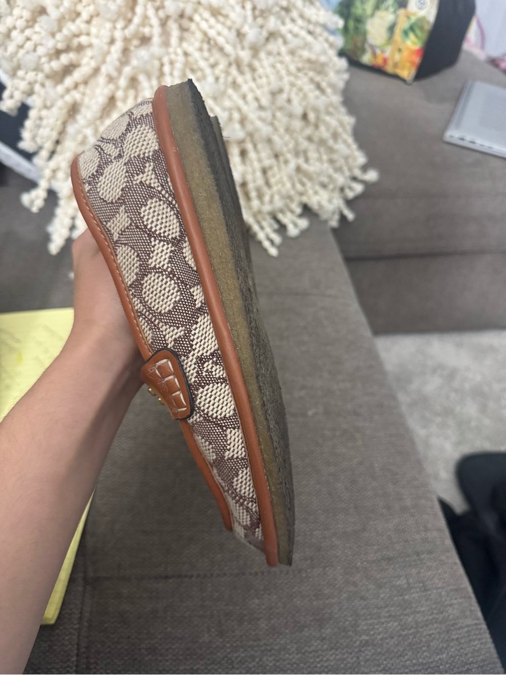 Women’s Coach Tan Leather-Trim Slip-On Loafers - Picture 4 of 4